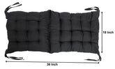 Kuber Industries Microfiber Back and Seat Chair Cushion for Indoor Outdoor Patio Chair, Rocking Chair, Office Chair, Desk Chair, Dining Chairs, Lounge Chair with Ties, 18 * 36 Inch (Black)